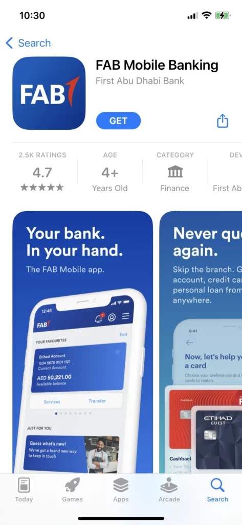 FAB Bank App Store