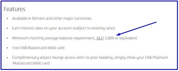 FAB Bank Account Minimum Balance Requirement